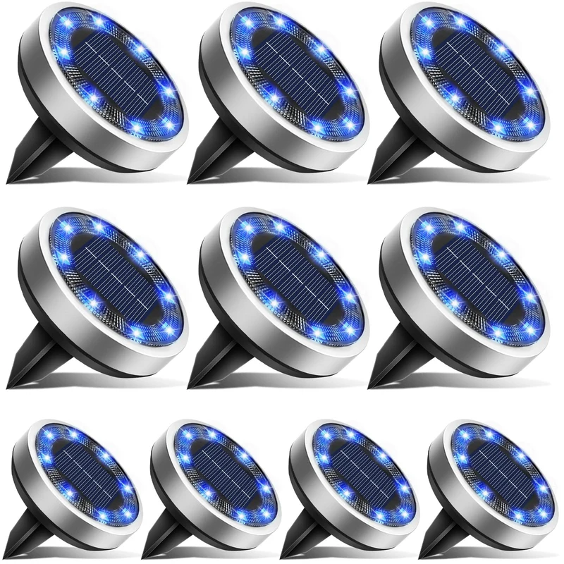Solar Bodenleuchten Aussen, 8 LED Gartenbeleuchtung Solar Wasserdicht Boden Solarleuchten, Solarlampen für Außen Garten Rasen Auffahrt Gehweg