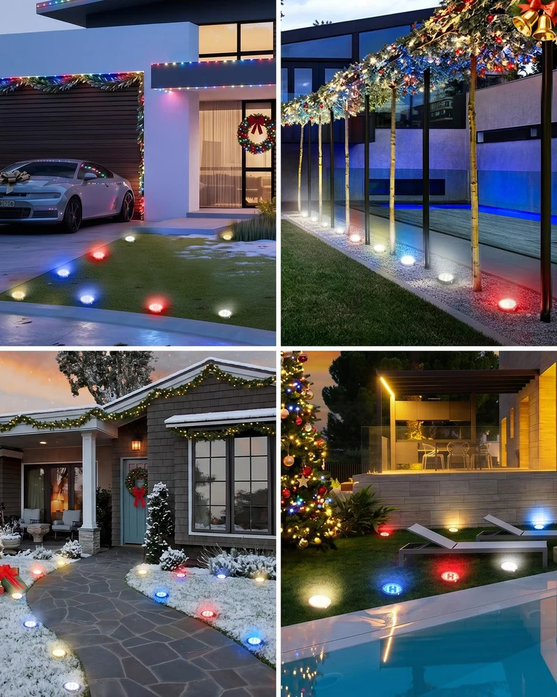 Solar Bodenleuchten Aussen, 8 LED Gartenbeleuchtung Solar Wasserdicht Boden Solarleuchten, Solarlampen für Außen Garten Rasen Auffahrt Gehweg