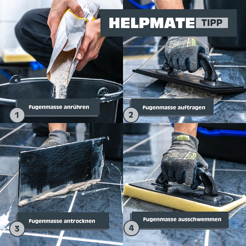 Fliesenwaschset - 12 Liter Kunststoff Eimer, Doppelrollenaufsatz, Fliesenwaschbrett und Verfugbrett