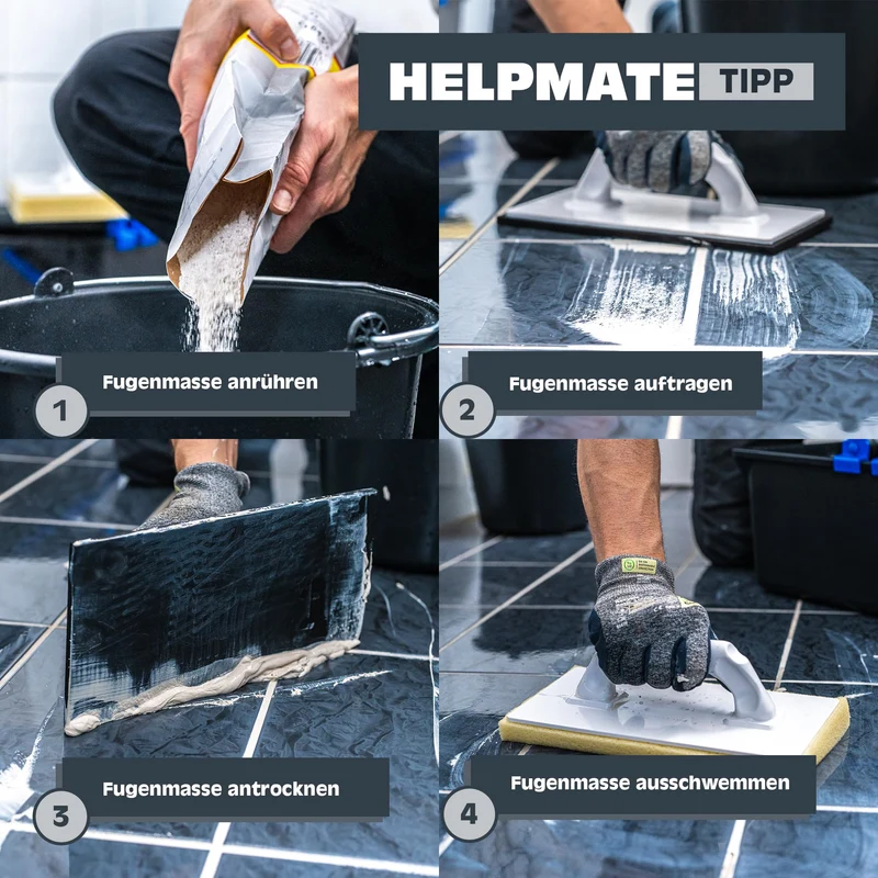 Fliesenwaschset - 12 Liter Kunststoff Eimer, Doppelrollenaufsatz, Fliesenwaschbrett und Verfugbrett