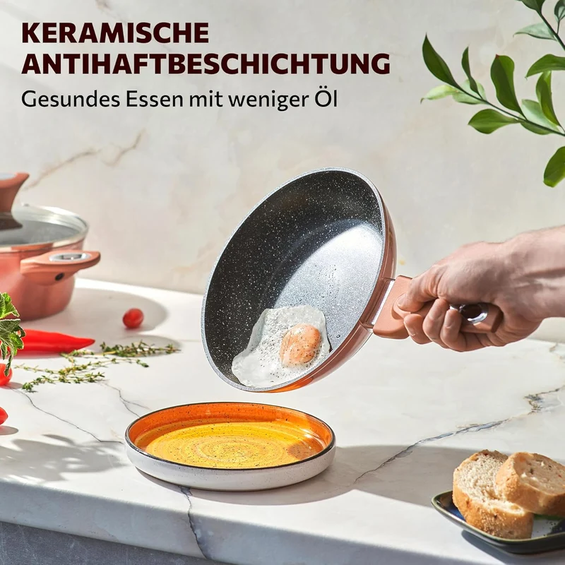 Topfset 15-teilig mit Antihaftbeschichtung - Kochtopf Set mit Deckel - Induktions Töpfe Set - Töpfe & Pfannen Set für Alle Herdarten - Kochgeschirr für Gasherd & Ceranfeld