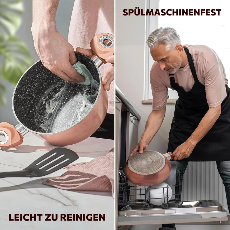 Topfset 15-teilig mit Antihaftbeschichtung - Kochtopf Set mit Deckel - Induktions Töpfe Set - Töpfe & Pfannen Set für Alle Herdarten - Kochgeschirr für Gasherd & Ceranfeld