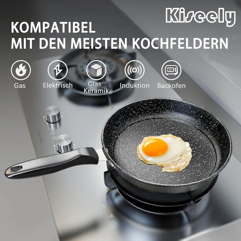 3-teiliges Bratpfannenset, 26 cm + 28 cm + 30 cm Bratpfanne, 3-teiliges Set zum Kochen, professionelle Bratpfannen mit nicht klebriger Beschichtung und kühler Griff, PFAS-frei, spülmaschinenfest (XM5)