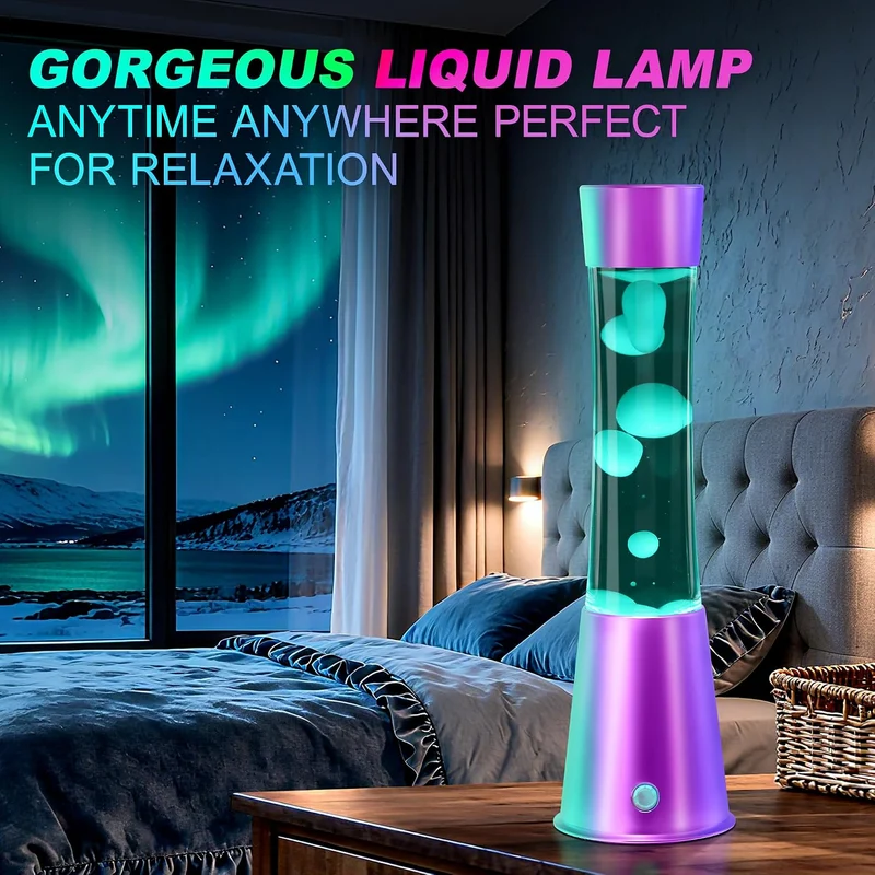 Lavalampe mit 17 Farbwechsel und Fernbedienung, Lavalampen 34cm für Erwachsene, Entspannende Stimmung LED Nachtlicht für Haus Schlafzimmer Büro, Geschenk für Valentinstag Geburtstag