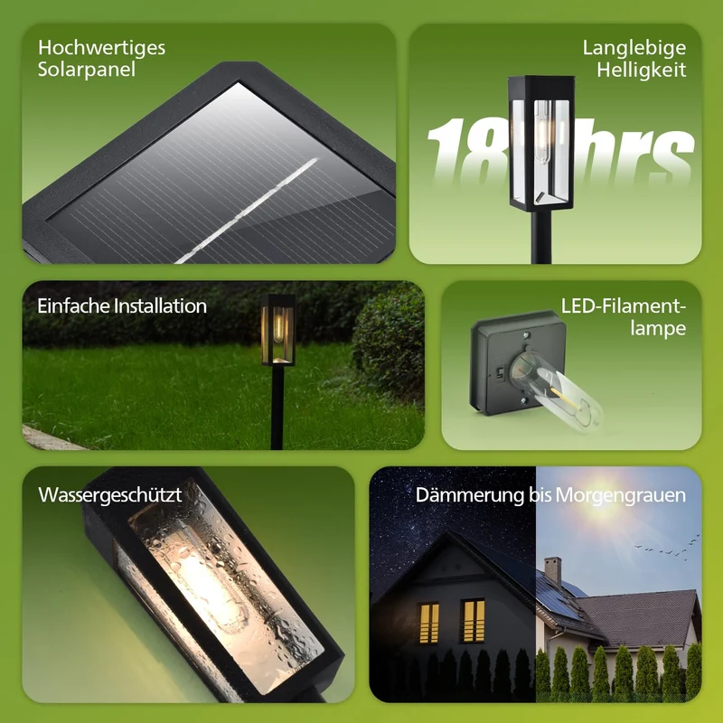 Philips 8 Stück Solarlampen für Außen Garten, 3000K Warmweiß Solar Gartenleuchten, Wasserdicht Außenbeleuchtung Wegeleuchte Deko für Hof, Weg, Terrasse, Rasen