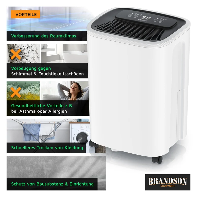 WLAN Luftentfeuchter mit Kompressor elektrisch - 10 Liter - WiFi Dehumidifier Raumentfeuchter – mit App - Schlauch-Entwässerung