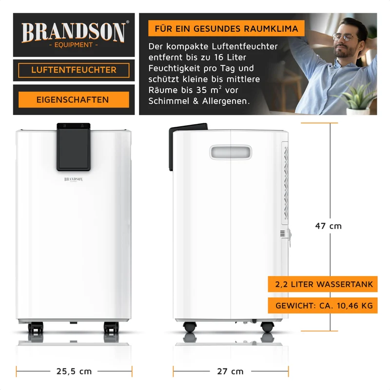 WLAN Luftentfeuchter mit Kompressor elektrisch - 10 Liter - WiFi Dehumidifier Raumentfeuchter – mit App - Schlauch-Entwässerung