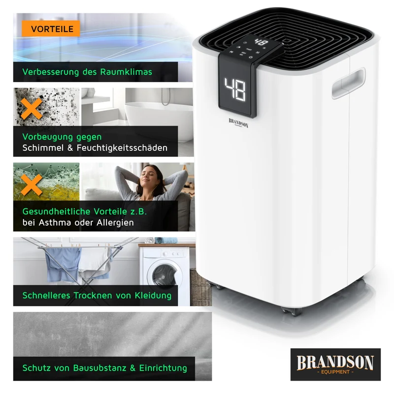 WLAN Luftentfeuchter mit Kompressor elektrisch - 10 Liter - WiFi Dehumidifier Raumentfeuchter – mit App - Schlauch-Entwässerung