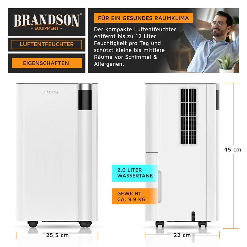 WLAN Luftentfeuchter mit Kompressor elektrisch - 10 Liter - WiFi Dehumidifier Raumentfeuchter – mit App - Schlauch-Entwässerung