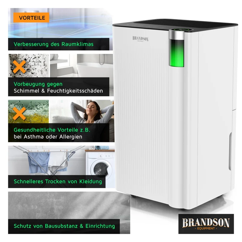 WLAN Luftentfeuchter mit Kompressor elektrisch - 10 Liter - WiFi Dehumidifier Raumentfeuchter – mit App - Schlauch-Entwässerung