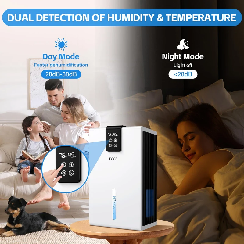 Luftentfeuchter, 2800ML Elektrischer Luftentfeuchter mit Ultra-Leise Automatischer Abschaltung, 7 Farben Licht Entfeuchter für Keller Badezimmer, Raumentfeuchter Dehumidifier für Schlafzimmer