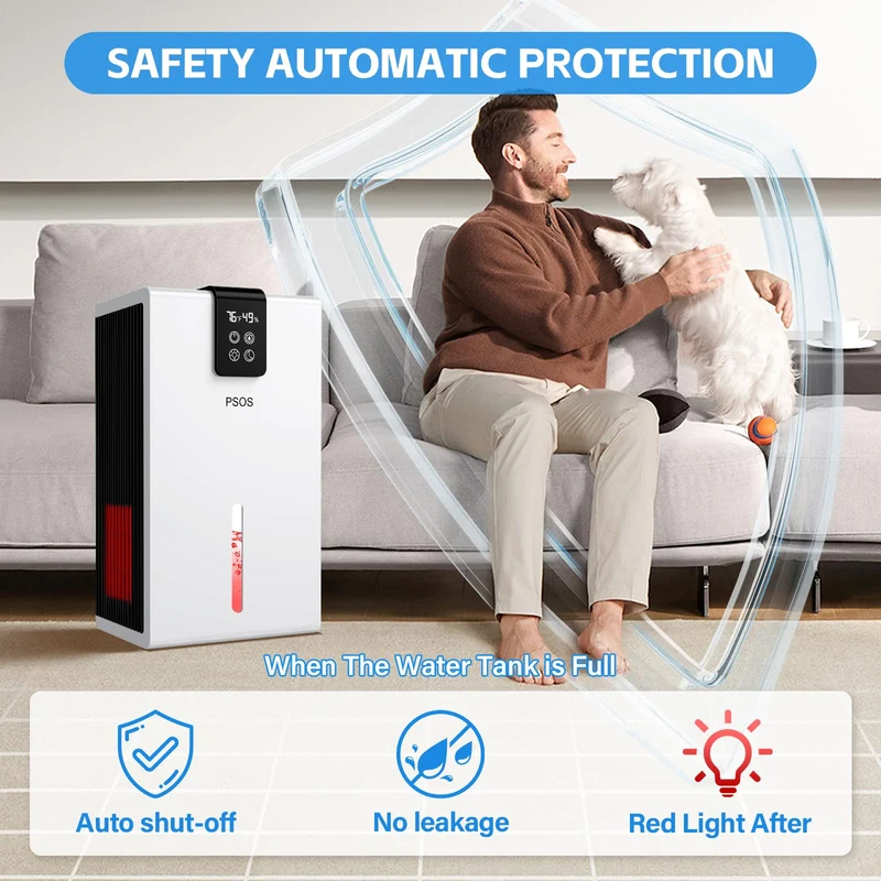 Luftentfeuchter, 2800ML Elektrischer Luftentfeuchter mit Ultra-Leise Automatischer Abschaltung, 7 Farben Licht Entfeuchter für Keller Badezimmer, Raumentfeuchter Dehumidifier für Schlafzimmer