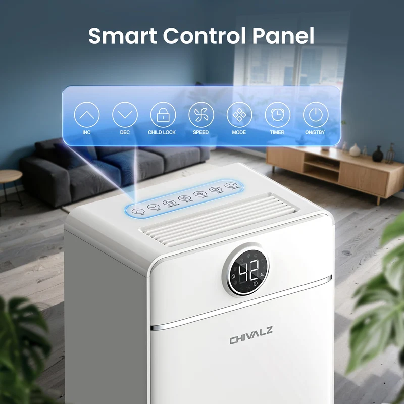 Luftentfeuchter Elektrisch, Auto Raumentfeuchter Elektrisch 30m²/120m³, Raumentfeuchter mit 3 Betriebsmodi, 24H Timer, Automatische Abtauung, Energieeinsparung - Geeignet für Keller, 1 Pack