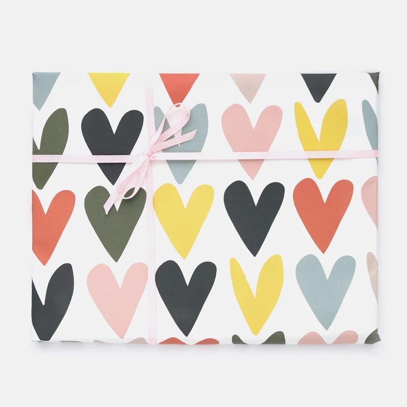 Multi Coloured Hearts Wrapping Paper