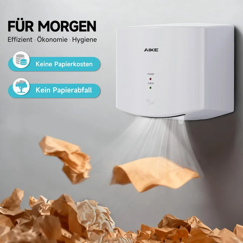 Air Wiper Kompakt Händetrockner, Hochgeschwindigkeit, 1400W 220V, Stecken & Loslegen, Papierlos & Berührungslos