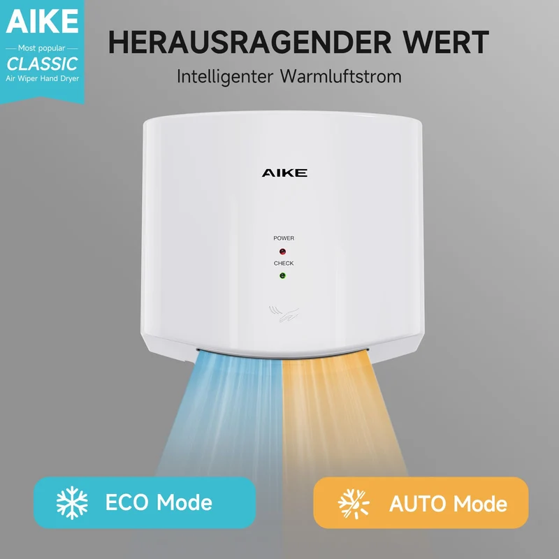 Air Wiper Kompakt Händetrockner, Hochgeschwindigkeit, 1400W 220V, Stecken & Loslegen, Papierlos & Berührungslos