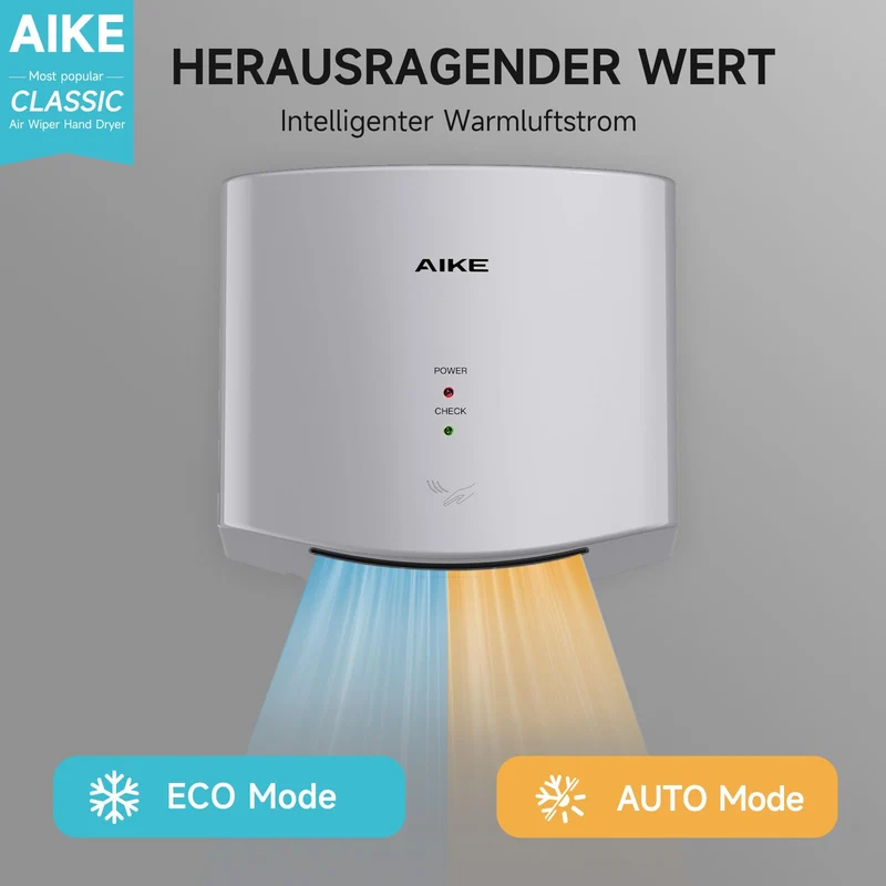 Air Wiper Kompakt Händetrockner, Hochgeschwindigkeit, 1400W 220V, Stecken & Loslegen, Papierlos & Berührungslos