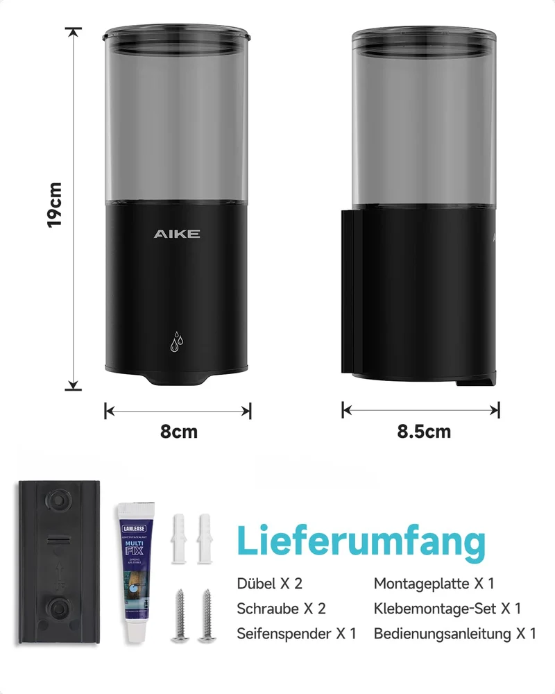Automatischer Seifenspender für Flüssigseife, Wandmontage für Küche und Badezimmer, IPX7 Wasserdicht 400ml mit Edelstahl Gebürstetes