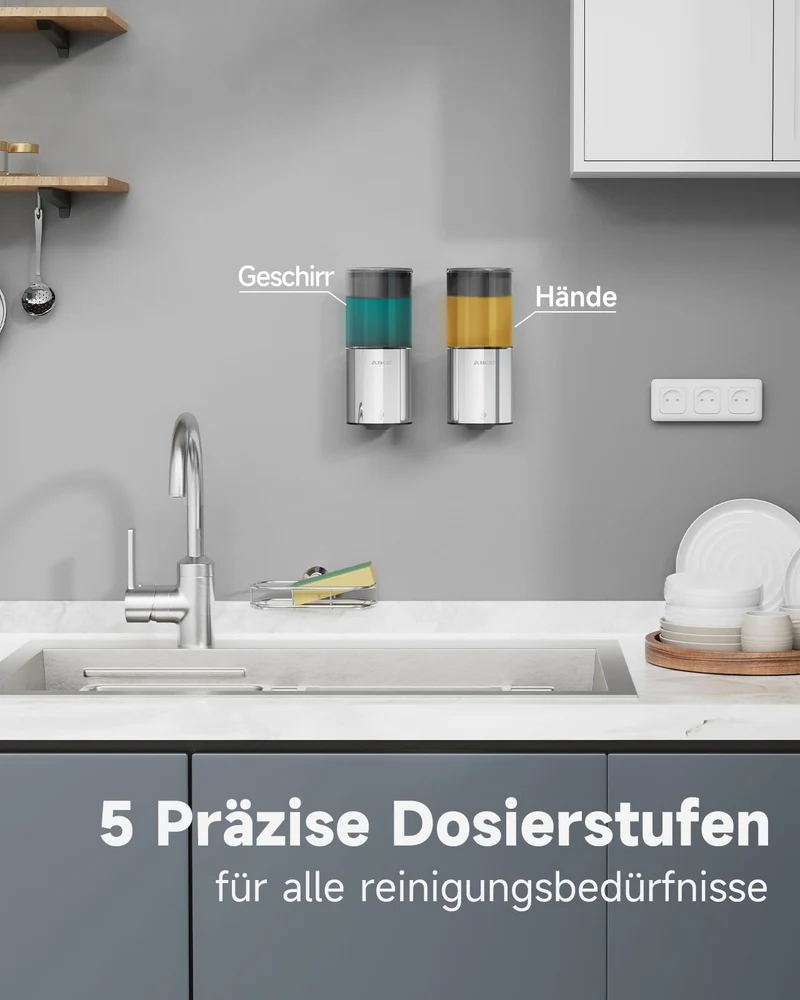 Automatischer Seifenspender für Flüssigseife, Wandmontage für Küche und Badezimmer, IPX7 Wasserdicht 400ml mit Edelstahl Gebürstetes