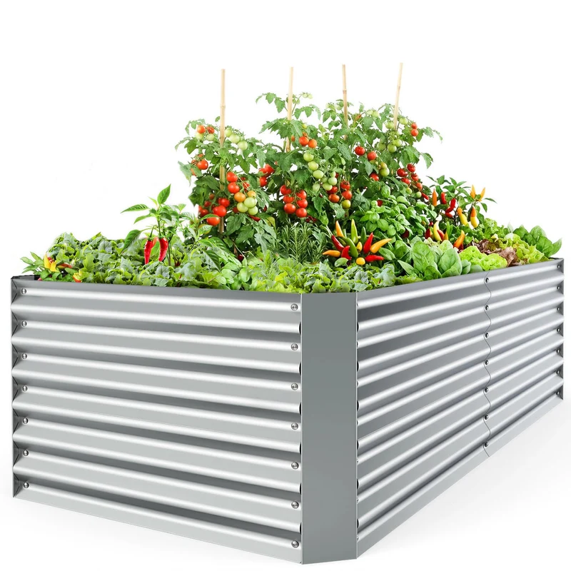 Hochbeet Metall Pflanzenbeet 180x90x60cm, Wetterfestes Stahlblech Hochbeete für Gemüse Erhöhte Extragroße, Gemüsebeet Pflanzkasten Frühbeet Gartenbeet Pflanzkübel Blumenkasten für Garten