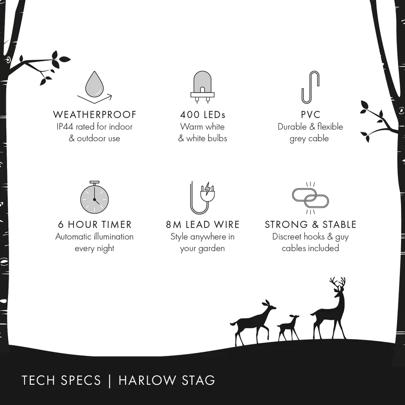 130 cm Harlow LED Rattan Rentier Figur Deer Timer Indoor und Outdoor Weihnachtsfigur Rentier Weihnachtsbeleuchtung Outdoor und Indoor Reindeer Outdoor Weihnachtsdekoration Outdoor