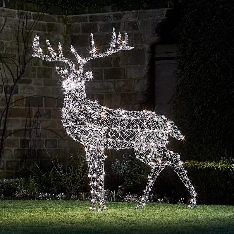 130 cm Harlow LED Rattan Rentier Figur Deer Timer Indoor und Outdoor Weihnachtsfigur Rentier Weihnachtsbeleuchtung Outdoor und Indoor Reindeer Outdoor Weihnachtsdekoration Outdoor