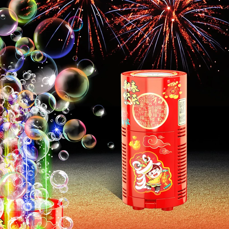 Feuerwerks Seifenblasenmaschine (13 Löcher) mit Lichtern, Luftblasen Wunderkerzen Geburtstagsdeko, Automatischer Seifenblasen Maschine für Kinder Party Hochzeit Geburtstag Chinesisches Neujahrsfest