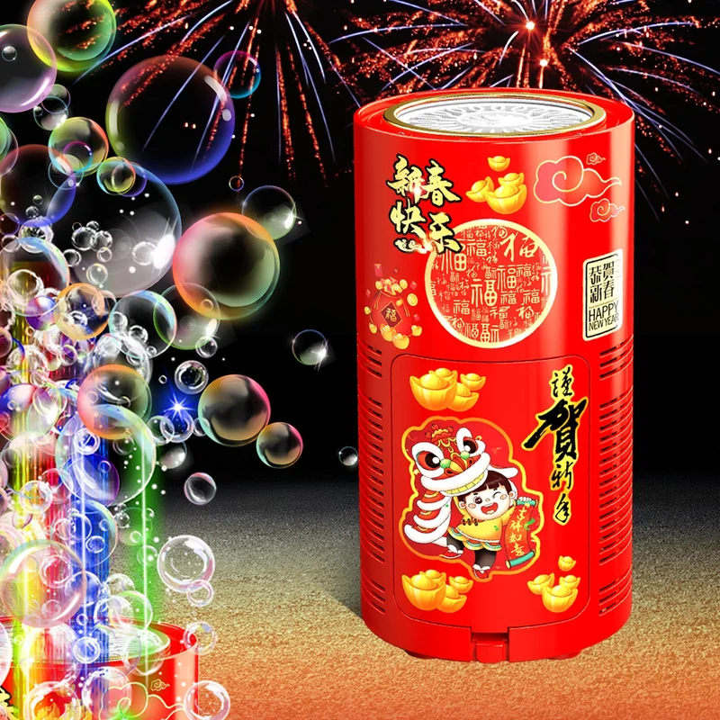 Feuerwerks Seifenblasenmaschine (13 Löcher) mit Lichtern, Luftblasen Wunderkerzen Geburtstagsdeko, Automatischer Seifenblasen Maschine für Kinder Party Hochzeit Geburtstag Chinesisches Neujahrsfest