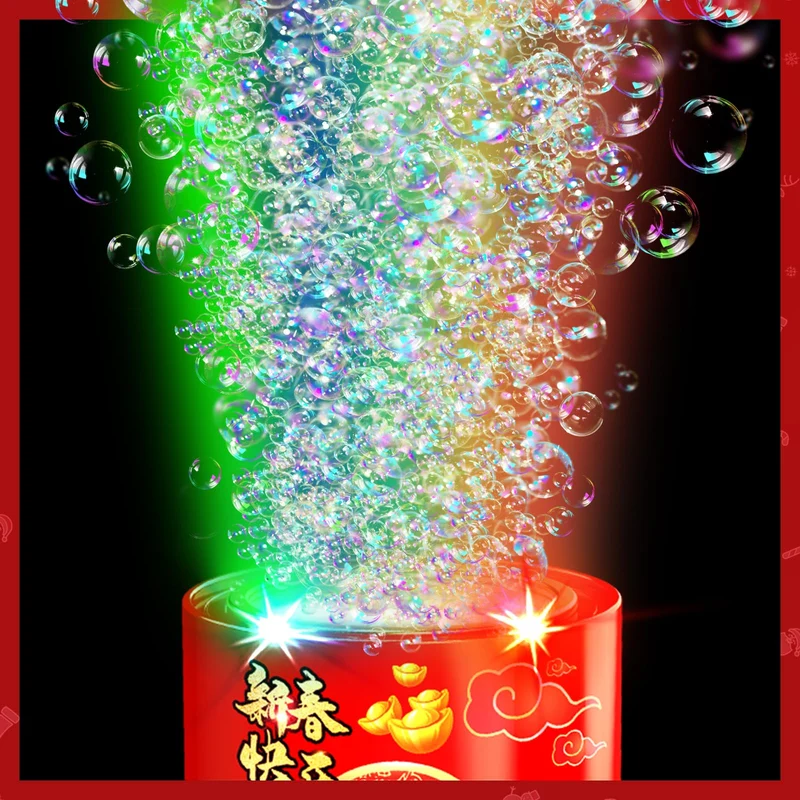 Feuerwerks Seifenblasenmaschine (13 Löcher) mit Lichtern, Luftblasen Wunderkerzen Geburtstagsdeko, Automatischer Seifenblasen Maschine für Kinder Party Hochzeit Geburtstag Chinesisches Neujahrsfest