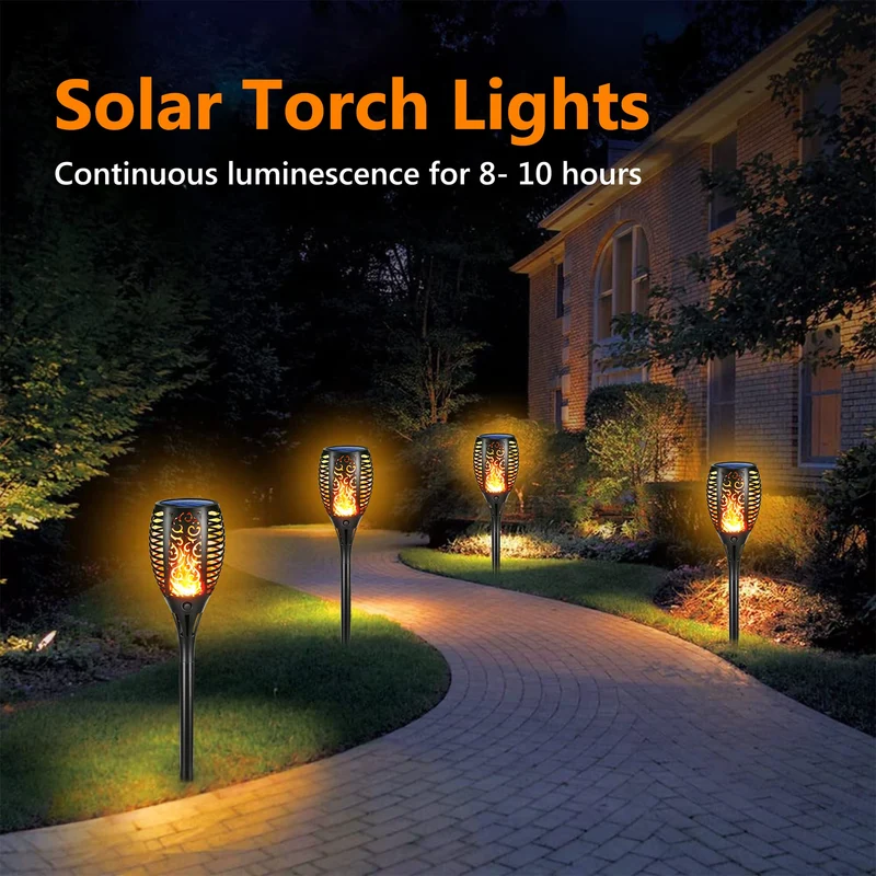 6 Stück Solarlampen für Außen - 12 LED Solarleuchten Garten mit Realistischer Flammeneffekt, IP65 Wasserdicht Gartenfackeln Solar für Außen, Hinterhöfe, Gärten, Rasen Beleuchtung
