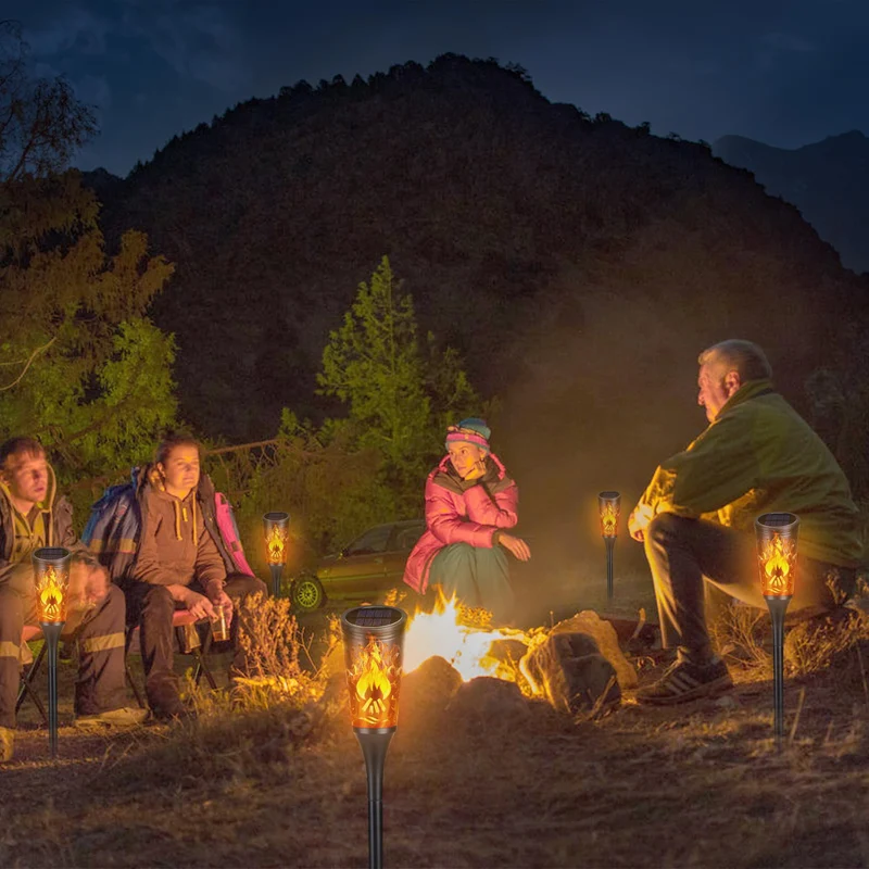 6 Stück Solarlampen für Außen - 12 LED Solarleuchten Garten mit Realistischer Flammeneffekt, IP65 Wasserdicht Gartenfackeln Solar für Außen, Hinterhöfe, Gärten, Rasen Beleuchtung
