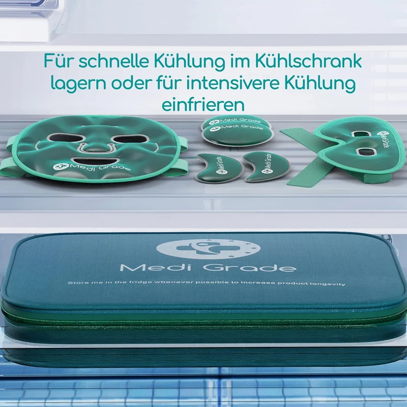 Kühlmaske für Gesicht Augen im Set, Erfrischende Gel Eismaske | Gesichtskühlmaske Augen Kühlmaske gegen geschwollene Augen, zum Augenringe Entfernen, bei Migräne, mit praktischer Kühltasche