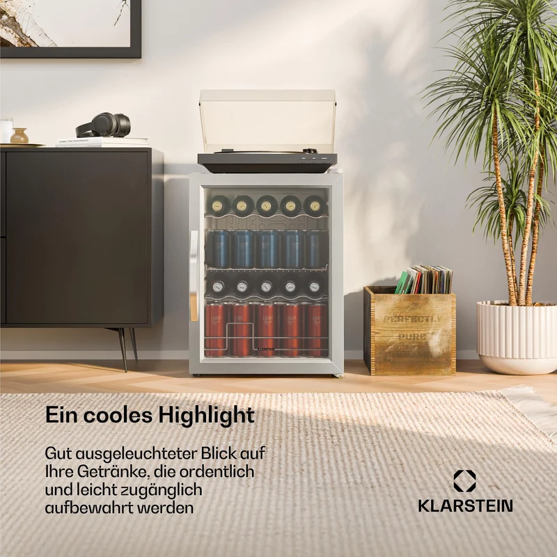 Beersafe Getränkekühlschrank 60 L – Mini Kühlschrank mit Glastür, Kupfer | LED-Beleuchtung, herausnehmbare Metallablagen, leise, Flaschenkühlschrank für Getränke & Dosen