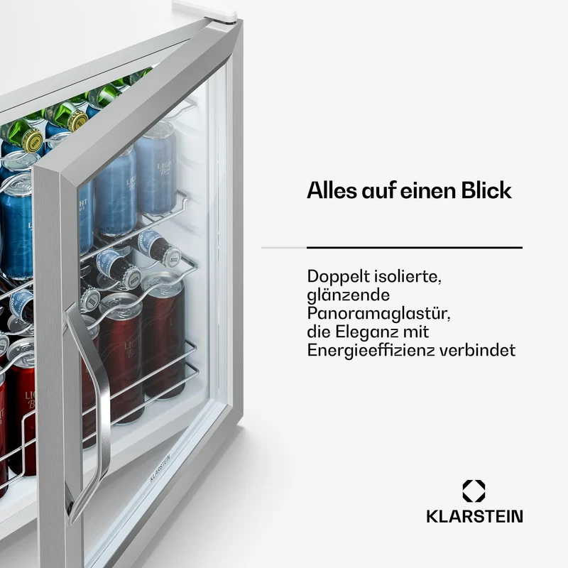 Beersafe Getränkekühlschrank 60 L – Mini Kühlschrank mit Glastür, Kupfer | LED-Beleuchtung, herausnehmbare Metallablagen, leise, Flaschenkühlschrank für Getränke & Dosen