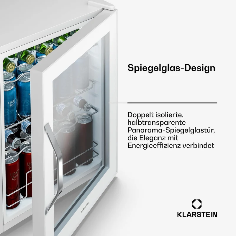 Beersafe Getränkekühlschrank 60 L – Mini Kühlschrank mit Glastür, Kupfer | LED-Beleuchtung, herausnehmbare Metallablagen, leise, Flaschenkühlschrank für Getränke & Dosen