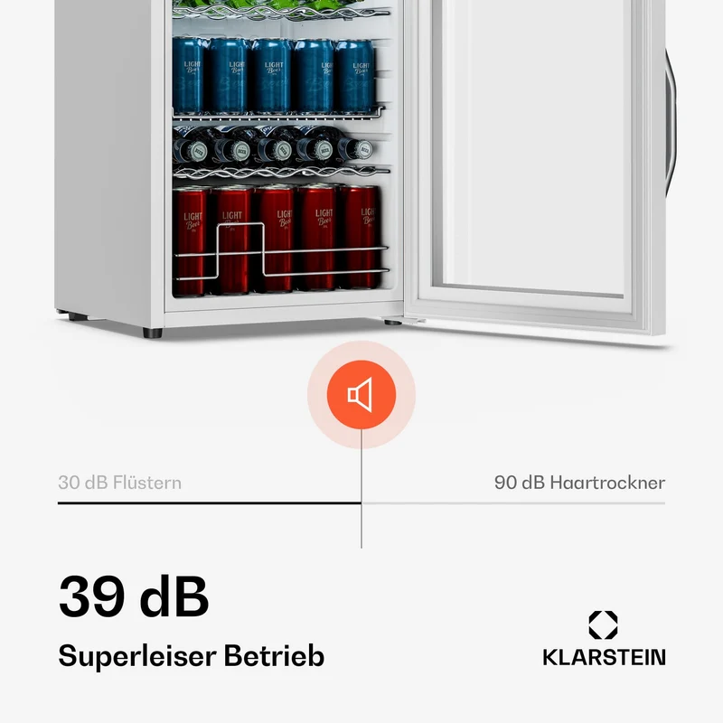 Beersafe Getränkekühlschrank 60 L – Mini Kühlschrank mit Glastür, Kupfer | LED-Beleuchtung, herausnehmbare Metallablagen, leise, Flaschenkühlschrank für Getränke & Dosen