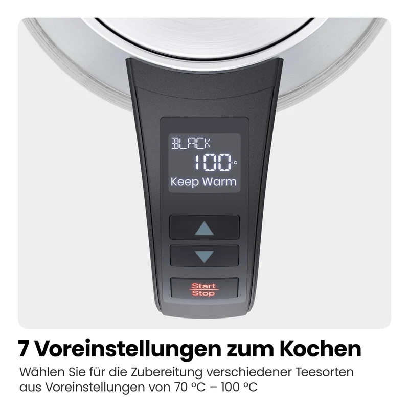 Elektrischer Wasserkocher Glas mit Teesieb, 1.8 Liter, LED-Anzeige / BPA-Frei, 2200 Watt, Edelstahl