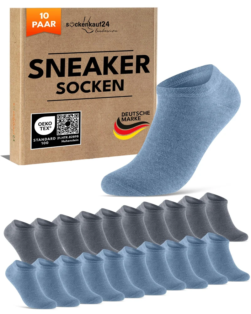 10 Paar Premium Trainer Socken für Männer und Frauen aus besegneter Baumwolle mit Comfort Bund ohne Drucknaht