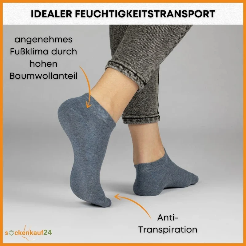 10 Paar Premium Trainer Socken für Männer und Frauen aus besegneter Baumwolle mit Comfort Bund ohne Drucknaht