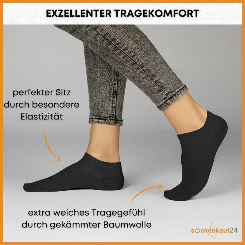 10 Paar Premium Trainer Socken für Männer und Frauen aus besegneter Baumwolle mit Comfort Bund ohne Drucknaht