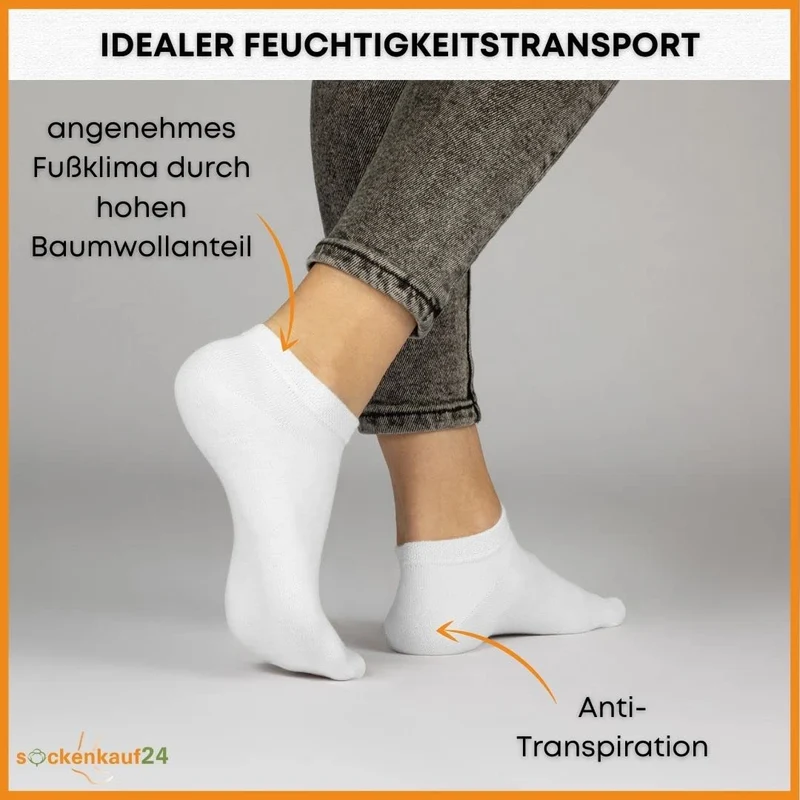 10 Paar Premium Trainer Socken für Männer und Frauen aus besegneter Baumwolle mit Comfort Bund ohne Drucknaht