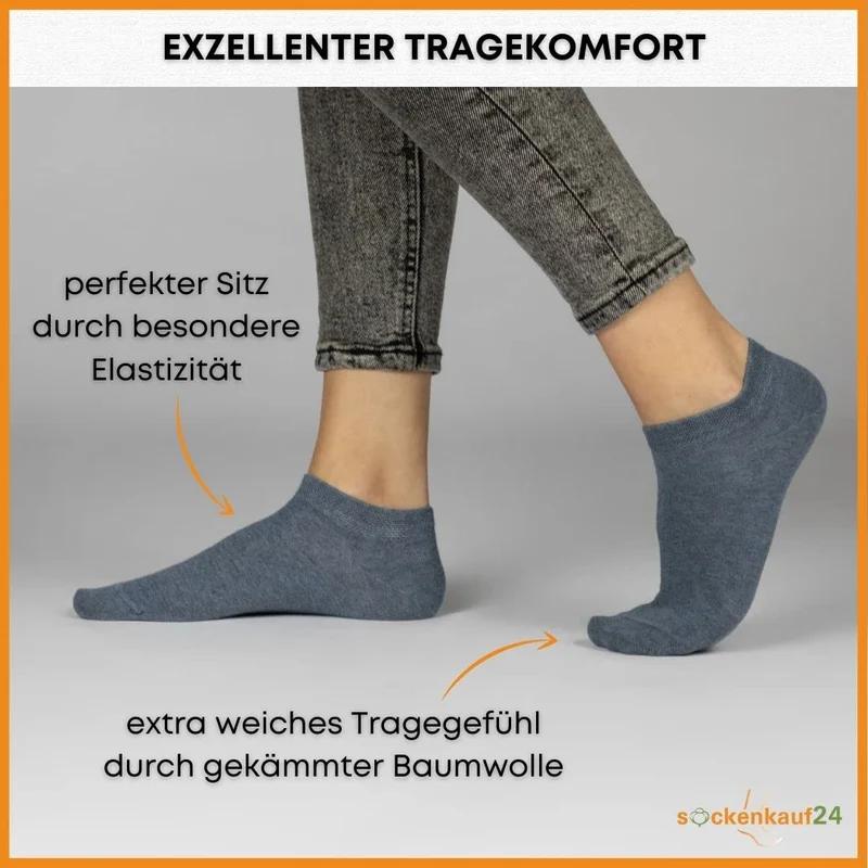 10 Paar Premium Trainer Socken für Männer und Frauen aus besegneter Baumwolle mit Comfort Bund ohne Drucknaht