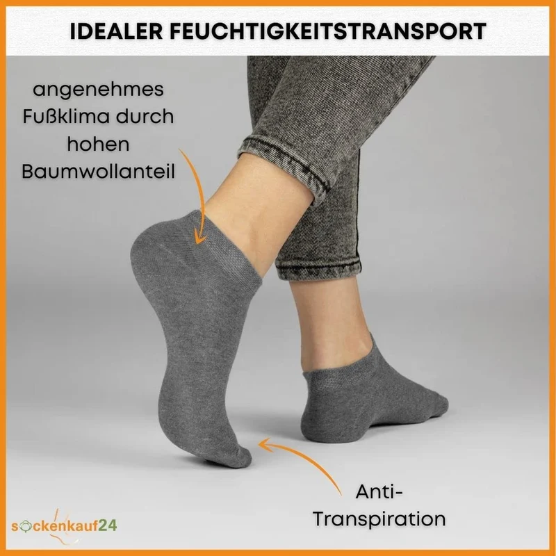 10 Paar Premium Trainer Socken für Männer und Frauen aus besegneter Baumwolle mit Comfort Bund ohne Drucknaht