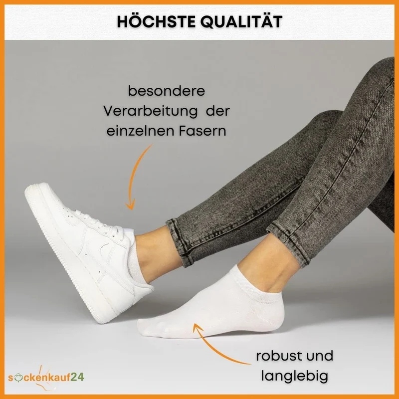 10 Paar Premium Trainer Socken für Männer und Frauen aus besegneter Baumwolle mit Comfort Bund ohne Drucknaht