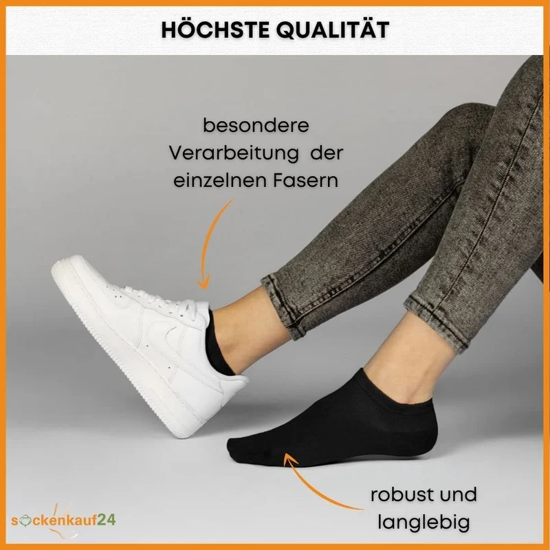 10 Paar Premium Trainer Socken für Männer und Frauen aus besegneter Baumwolle mit Comfort Bund ohne Drucknaht