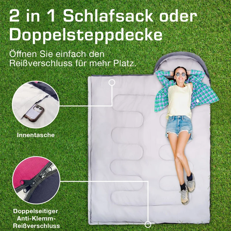 Active Era Premium Mumienschlafsack 250 GSM, Schlafsack Winter & Sommer, 0°C bis 15°C, Indoor und Outdoor Camping, Festivals, Sleeping Bag Wasserabweisend, Ultraleicht, Kleines Packmass