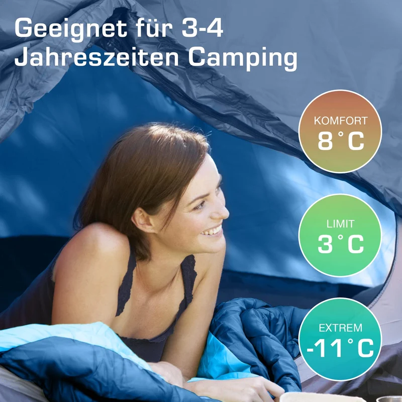 Active Era Premium Mumienschlafsack 250 GSM, Schlafsack Winter & Sommer, 0°C bis 15°C, Indoor und Outdoor Camping, Festivals, Sleeping Bag Wasserabweisend, Ultraleicht, Kleines Packmass