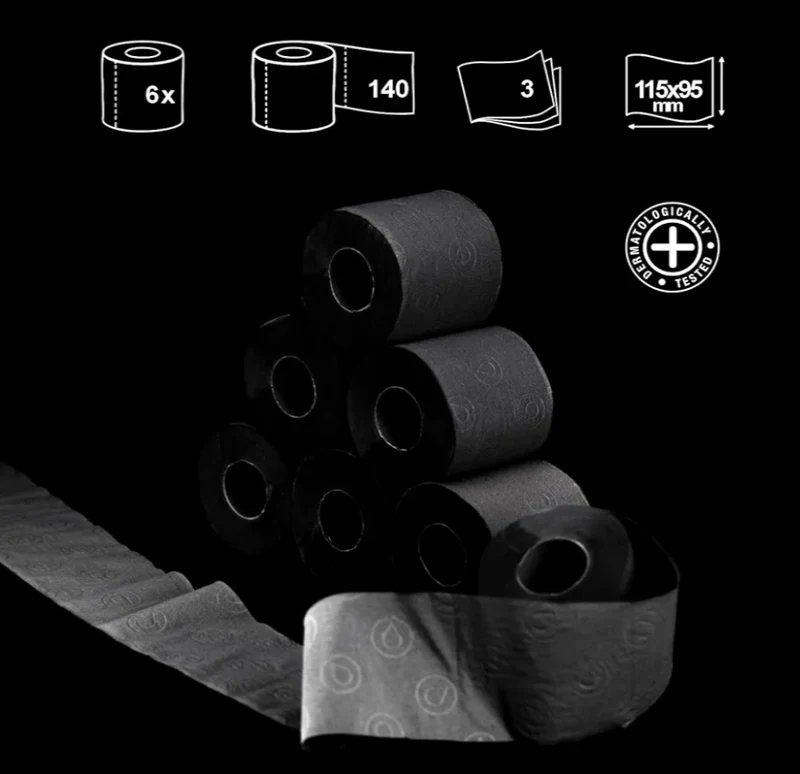 Black Label Toilettenpapier Schwarz / Pack à 6 Rollen