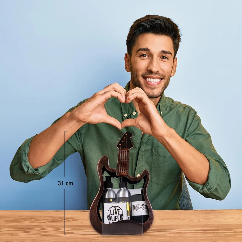 Geschenkset in Metallgitarre, inklusive Duschgel, Body Lotion, Seife und kleinem Handtuch - Ungewöhnliches Geschenkset für besondere Anlässe wie Muttertag, Vatertag, Geburtstag oder Ostern / NEU & OVP!