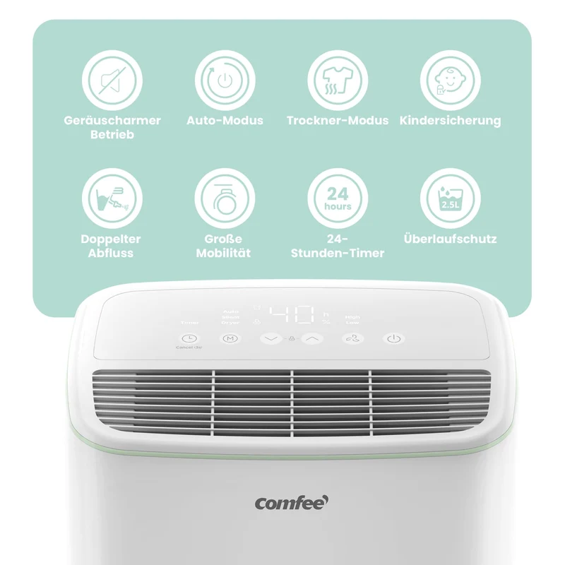 Luftentfeuchter Smart modus ,Timer 24H,Wassertank ,APP-fähig, Weiß